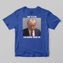 Load image into Gallery viewer, Trump Mugshot Never Surrender Premium Unisex T-Shirt
